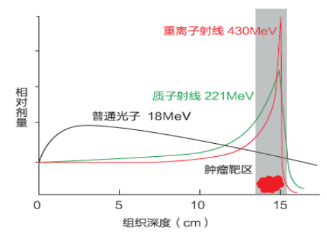 不同射线不同能量在组织中的剂量分布