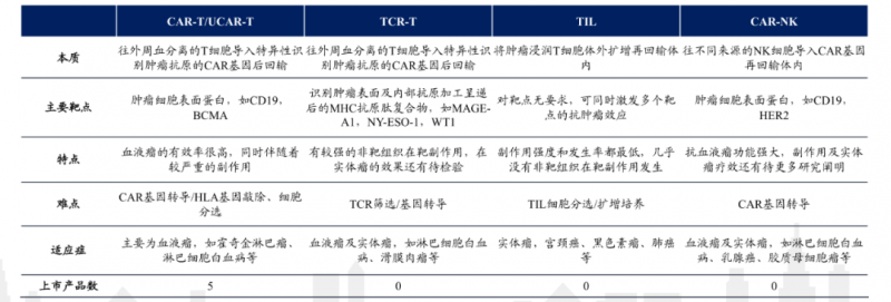 主要免疫细胞疗法概览