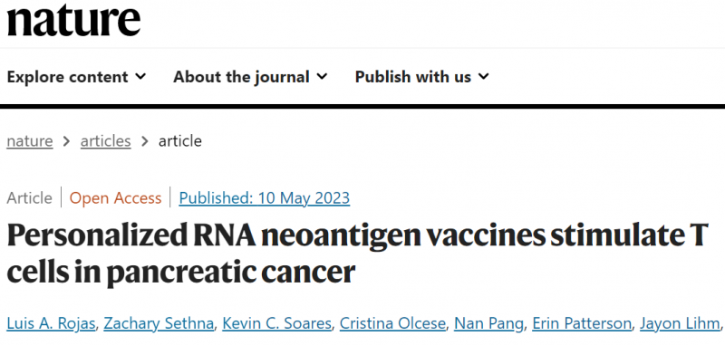 Nature杂志报道mRNA肿瘤疫苗