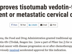 2024年4月29日FDA批准抗体-药物偶联物(ADC)药物替索单抗(Tisotumab Vedotin-tftv、Tivdak)用于复发或转移性宫颈癌