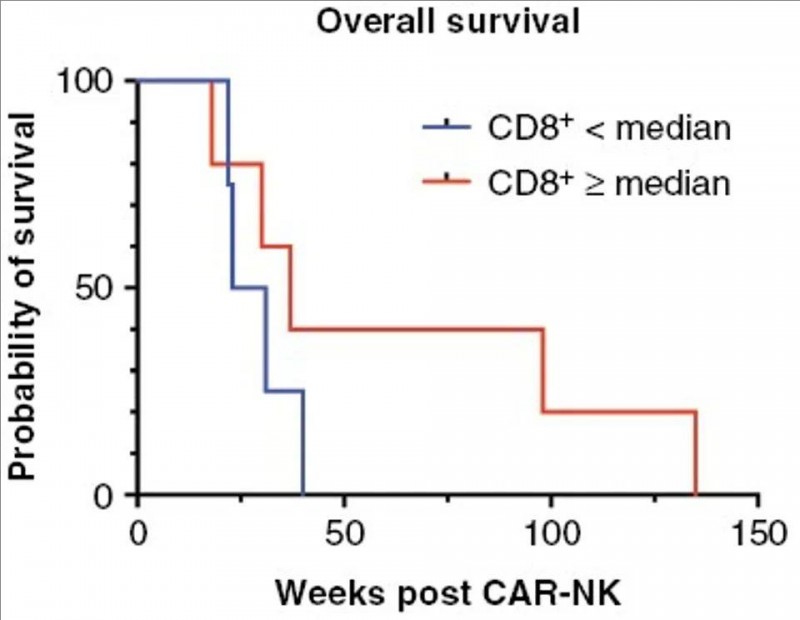 CAR-NK治疗脑胶质瘤的中位总生存期