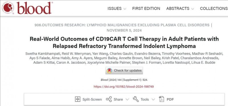 血液学杂志报道CAR-T治疗数据
