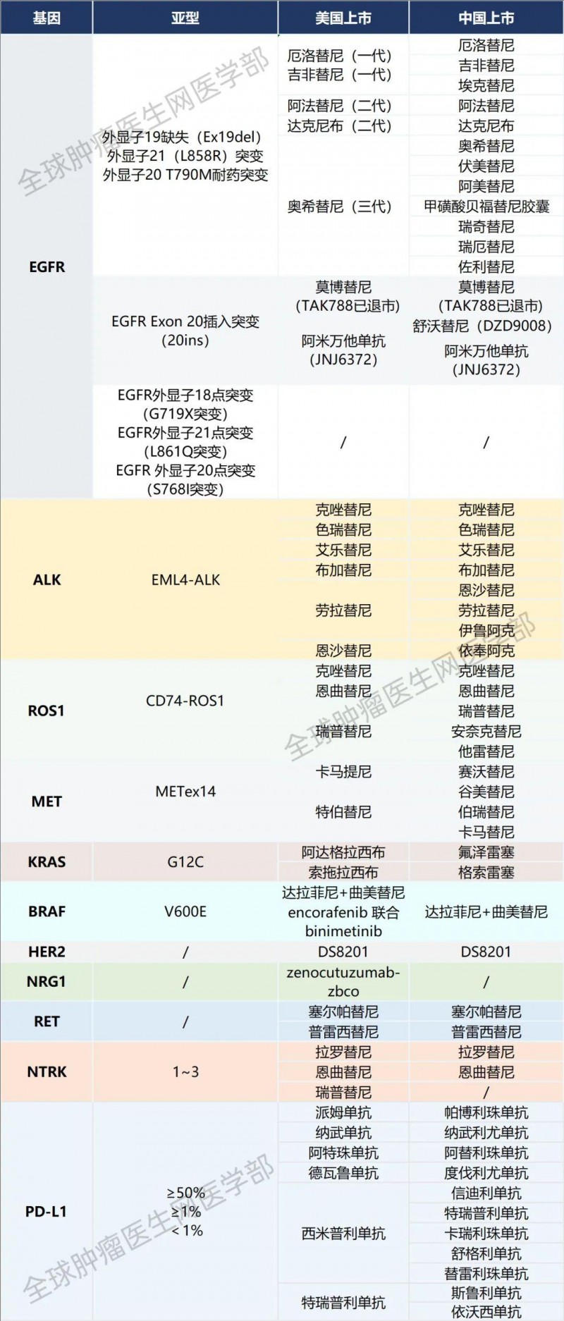 非小细胞肺癌已经上市的55款靶向和免疫治疗药物